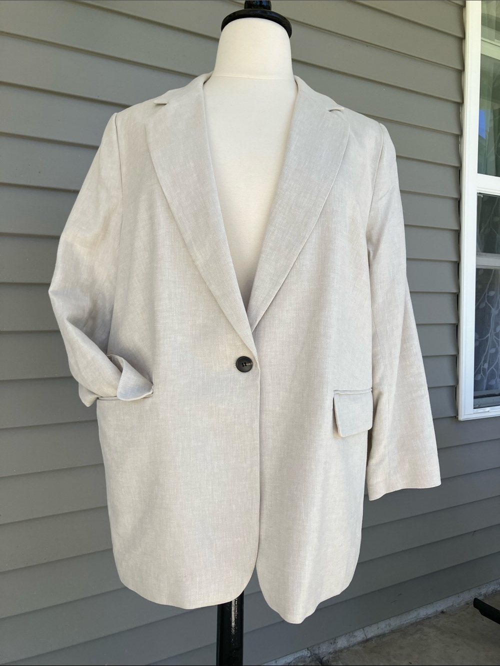 Linen blend lined blazer